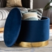 Baxton Studio Marisa Glam and Luxe Navy Blue Velvet Fabric Upholstered Gold Finished Storage Ottoman - JY19A221-Navy/Gold-Otto