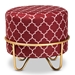 Baxton Studio Candice Glam and Luxe Red Quatrefoil Velvet Fabric Upholstered Gold Finished Metal Ottoman - JY19A255-Red/Gold-Otto