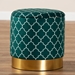 Baxton Studio Serra Glam and Luxe Teal Green Quatrefoil Velvet Fabric Upholstered Gold Finished Metal Storage Ottoman - JY19A257-Teal/Gold-Otto