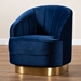 Baxton Studio Fiore Glam and Luxe Royal Blue Velvet Fabric Upholstered Brushed Gold Finished Swivel Accent Chair - TSF-6642-Royal Blue/Gold-CC