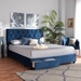 Baxton Studio Caronia Modern and Contemporary Navy Blue Velvet Fabric Upholstered 2-Drawer King Size Platform Storage Bed - Caronia-Navy-King