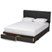 Baxton Studio Netti Dark Grey Fabric Upholstered 2-Drawer King Size Platform Storage Bed - Netti-Charcoal Grey-King