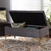 Baxton Studio Valere Glam and Luxe Grey Velvet Fabric Upholstered Gold Finished Button Tufted Storage Ottoman - WS-H68-GD-Grey Velvet/Gold-Otto