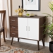 Baxton Studio Leena Mid-Century Modern Two-Tone White and Walnut Brown Finished Wood 3-Drawer Sideboard Buffet - CA 5790-00-Columbia/White-Sideboard