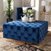 Baxton Studio Verene Glam and Luxe Royal Blue Velvet Fabric Upholstered Gold Finished Square Cocktail Ottoman - TSF-6690-Royal Blue/Gold-Otto
