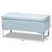 Baxton Studio Mabel Modern and Contemporary Transitional Light Blue Velvet Fabric Upholstered Silver Finished Storage Ottoman - WS-20093-Light Blue Velvet/Silver-Otto