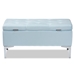 Baxton Studio Mabel Modern and Contemporary Transitional Light Blue Velvet Fabric Upholstered Silver Finished Storage Ottoman - WS-20093-Light Blue Velvet/Silver-Otto