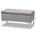 Baxton Studio Mabel Modern and Contemporary Transitional Grey Velvet Fabric Upholstered Silver Finished Storage Ottoman - WS-20093-Grey Velvet/Silver-Otto