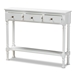 Baxton Studio Calvin Classic and Traditional French Farmhouse White Finished Wood 3-Drawer Entryway Console Table - WERPL-02-White-Console