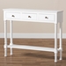 Baxton Studio Calvin Classic and Traditional French Farmhouse White Finished Wood 3-Drawer Entryway Console Table - WERPL-02-White-Console