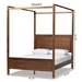 Baxton Studio Veronica Modern and Contemporary Walnut Brown Finished Wood King Size Platform Canopy Bed - MG0021-1-Walnut-King
