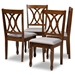 Baxton Studio Augustine Modern and Contemporary Grey Fabric Upholstered and Walnut Brown Finished Wood 4-Piece Dining Chair Set Set