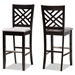 Baxton Studio Jason Modern and Contemporary Grey Fabric Upholstered and Espresso Brown Finished Wood 2-Piece Bar Stool Set