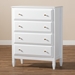 Baxton Studio Naomi Classic and Transitional White Finished Wood 4-Drawer Bedroom Chest - MG0038-White-4DW-Chest