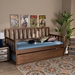Baxton Studio Midori Modern and Contemporary Transitional Walnut Brown Finished Wood Twin Size Daybed with Roll-Out Trundle Bed - MG0046-1-Walnut-Daybed with Trundle