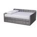 Baxton Studio Jona Modern and Contemporary Transitional Grey Velvet Fabric Upholstered and Button Tufted Full Size Daybed with Trundle