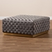 Baxton Studio Noah Luxe and Glam Grey Velvet Fabric Upholstered and Gold Finished Square Cocktail Ottoman - TSF-6709-Grey/Gold-Otto