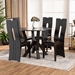 Baxton Studio Senan Modern and Contemporary Dark Brown Faux Leather Upholstered and Dark Brown Finished Wood 5-Piece Dining Set - Senan-Dark Brown-5PC Dining Set