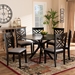 Baxton Studio Norah Modern and Contemporary Grey Fabric Upholstered and Dark Brown Finished Wood 7-Piece Dining Set - Norah-Grey/Dark Brown-7PC Dining Set