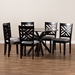 Baxton Studio Norah Modern and Contemporary Grey Fabric Upholstered and Dark Brown Finished Wood 7-Piece Dining Set - Norah-Grey/Dark Brown-7PC Dining Set