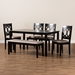 Baxton Studio Bennett Modern and Contemporary Sand Fabric Upholstered and Dark Brown Finished Wood 6-Piece Dining Set - RH315C-Sand/Dark Brown-6PC Dining Set