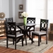 Baxton Studio Sanne Modern and Contemporary Grey Fabric Upholstered and Dark Brown Finished Wood 5-Piece Dining Set - Sanne-Grey/Dark Brown-5PC Dining Set