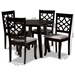 Baxton Studio Mya Modern and Contemporary Grey Fabric Upholstered and Dark Brown Finished Wood 5-Piece Dining Set - Mya-Grey/Dark Brown-5PC Dining Set