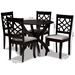 Baxton Studio Sandra Modern and Contemporary Grey Fabric Upholstered and Dark Brown Finished Wood 5-Piece Dining Set - Sandra-Grey/Dark Brown-5PC Dining Set