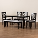 Baxton Studio Dori Modern and Contemporary Grey Fabric Upholstered and Dark Brown Finished Wood 6-Piece Dining Set - RH331C-Grey/Dark Brown-6PC Dining Set