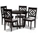 Baxton Studio Valerie Modern and Contemporary Grey Fabric Upholstered and Dark Brown Finished Wood 5-Piece Dining Set - Valerie-Grey/Dark Brown-5PC Dining Set