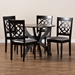 Baxton Studio Tonia Modern and Contemporary Grey Fabric Upholstered and Dark Brown Finished Wood 5-Piece Dining Set - Tonia-Grey/Dark Brown-5PC Dining Set