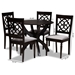 Baxton Studio Tonia Modern and Contemporary Grey Fabric Upholstered and Dark Brown Finished Wood 5-Piece Dining Set - Tonia-Grey/Dark Brown-5PC Dining Set