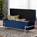 Baxton Studio Parker Glam and Luxe Navy Blue Velvet Upholstered and Gold Metal Finished Storage Ottoman - JY20A122L-Navy Blue/Gold-Storage Otto