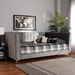 Baxton Studio Oksana Modern Contemporary Glam and Luxe Light Grey Velvet Fabric Upholstered and Gold Finished Full Size Daybed - CF0344-Light Grey Daybed-Full