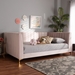 Baxton Studio Oksana Modern Contemporary Glam and Luxe Light Pink Velvet Fabric Upholstered and Gold Finished Full Size Daybed - CF0344-Light Pink Daybed-Full