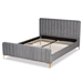 Baxton Studio Nami Modern Contemporary Glam and Luxe Light Grey Velvet Fabric Upholstered and Gold Finished King Size Platform Bed - CF0374-Light Grey-King