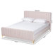 Baxton Studio Nami Modern Contemporary Glam and Luxe Light Pink Velvet Fabric Upholstered and Gold Finished Full Size Platform Bed - CF0374-Light Pink-Full