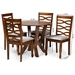 Baxton Studio Ariane Modern and Contemporary Grey Fabric Upholstered and Walnut Brown Finished Wood 5-Piece Dining Set - Ariane-Grey/Walnut-5PC Dining Set