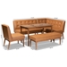 Baxton Studio Arvid Mid-Century Modern Tan Faux Leather Upholstered and Walnut Brown Finished Wood 5-Piece Dining Nook Set - BBT8051-Tan/Walnut-5PC Dining Nook Set