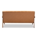 Baxton Studio Nikko Mid-century Modern Tan Faux Leather Upholstered and Walnut Brown finished Wood Sofa - BBT8011A2-Tan Sofa