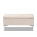 Baxton Studio Mabel Modern and Contemporary Transitional Beige Fabric Upholstered and Silver Finished Metal Storage Ottoman - WS-20093 -Beige/Silver-Otto