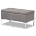 Baxton Studio Mabel Modern and Contemporary Transitional Grey Fabric Upholstered and Silver Finished Metal Storage Ottoman - WS-20093 -Grey/Silver-Otto