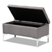 Baxton Studio Mabel Modern and Contemporary Transitional Grey Fabric Upholstered and Silver Finished Metal Storage Ottoman - WS-20093 -Grey/Silver-Otto