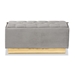 Baxton Studio Powell Glam and Luxe Grey Velvet Fabric Upholstered and Gold PU Leather Storage Ottoman - WS-2019-Grey Velvet/Gold-Otto