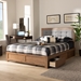 Baxton Studio Lene Modern and Contemporary Transitional Dark Grey Fabric Upholstered and Ash Walnut Brown Finished Wood Full Size 3-Drawer Platform Storage Bed - Lene-Dark Grey/Ash Walnut-Full