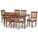 Baxton Studio Renaud Modern and Contemporary Grey Fabric Upholstered and Walnut Brown Finished Wood 7-Piece Dining Set