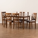 Baxton Studio Renaud Modern and Contemporary Grey Fabric Upholstered and Walnut Brown Finished Wood 7-Piece Dining Set - RH332C-Grey/Walnut-DC-7PC Dining Set