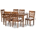Baxton Studio Renaud Modern and Contemporary Grey Fabric Upholstered and Walnut Brown Finished Wood 7-Piece Dining Set - RH332C-Grey/Walnut-DC-7PC Dining Set