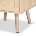 Baxton Studio Baird Mid-Century Modern Light Oak Brown Finished Wood and Rattan 2-Drawer End Table - SR196128-Rattan-ET