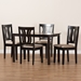 Baxton Studio Fenton Modern and Contemporary Sand Fabric Upholstered and Dark Brown Finished Wood 5-Piece Dining Set - RH338C-Sand/Dark Brown-5PC Dining Set
